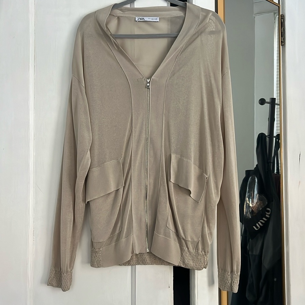 Slouchy, Sheer Zara Zip-Up Top